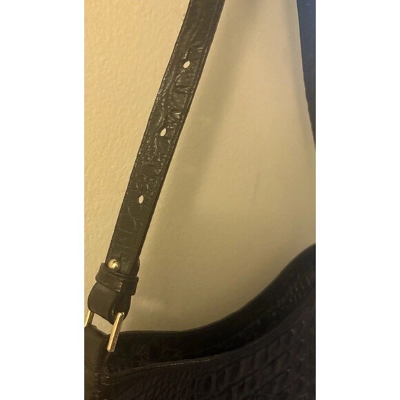 BRAHMIN CAYSON BLACK MELBOURNE LEATHER SMALL HOBO SHOULDER BAG Croc Embossed - Picture 8 of 14